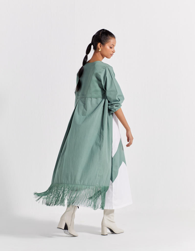 FRINGE BACK YOKE JACKET CO-ORD ( SET OF 2 ) poplin by THREE for women in Singapore