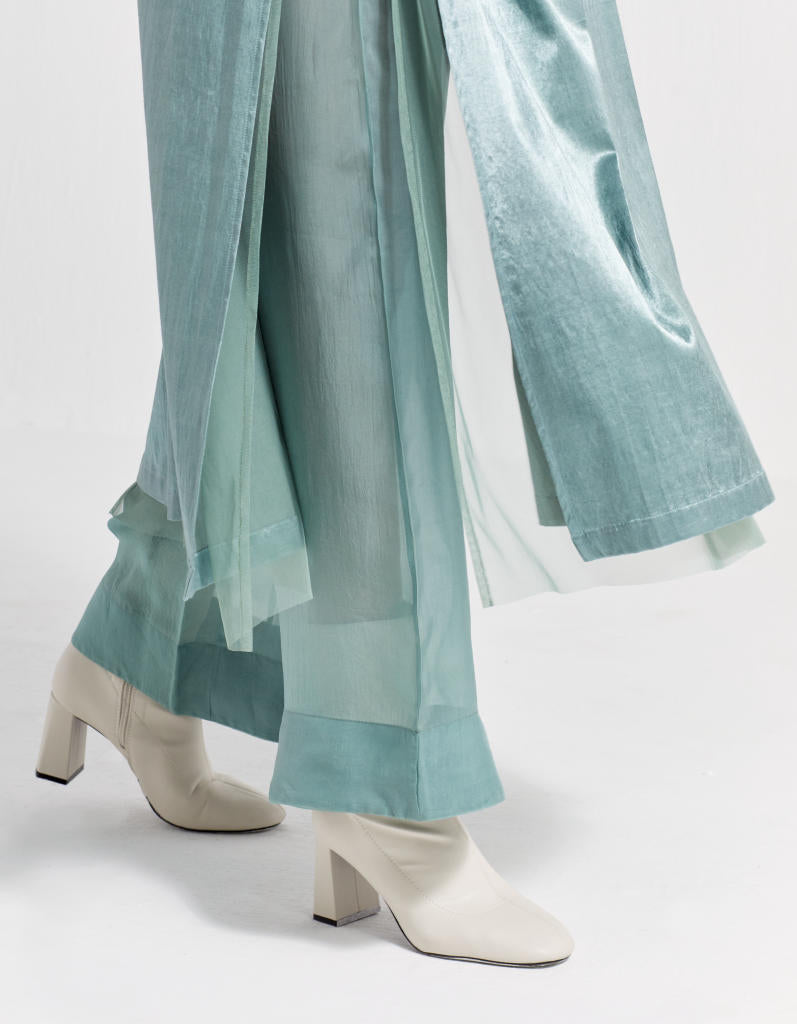 V-NECK TUNIC - JADE satin by THREE in green color for women in Singapore