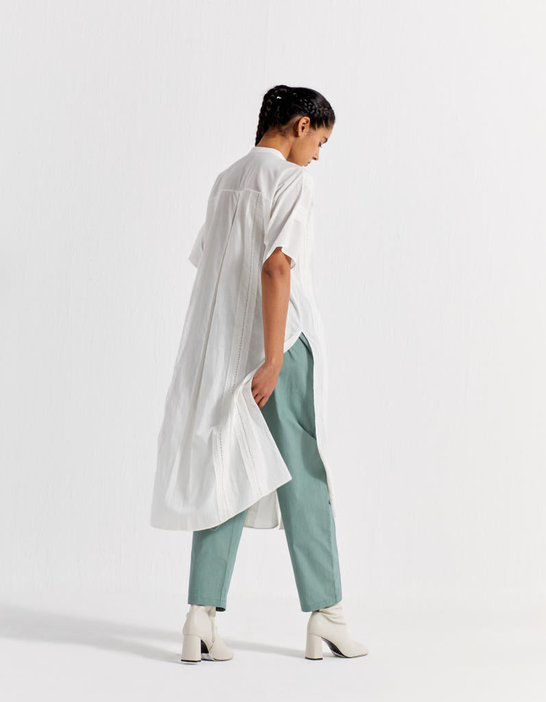 FRAYED EDGES TUNIC - WHITE mul by THREE in white color for women in Singapore