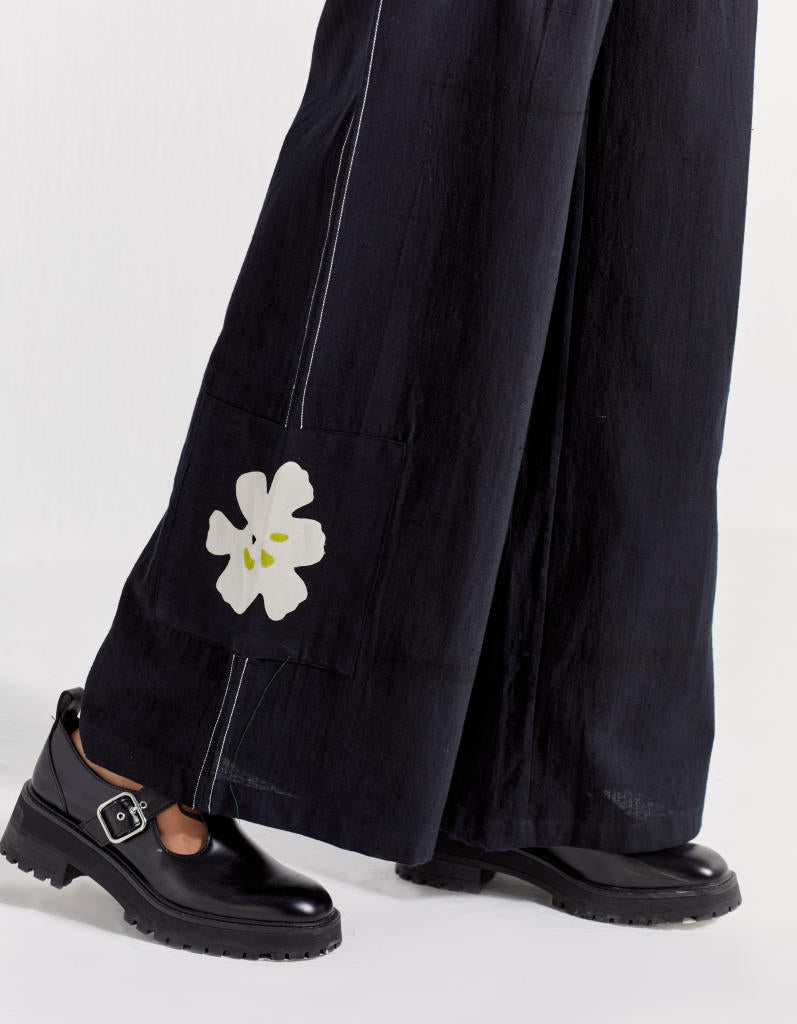 APPLIQUE CARGO BOTTOM - BLACK by THREE in black color for women in Singapore