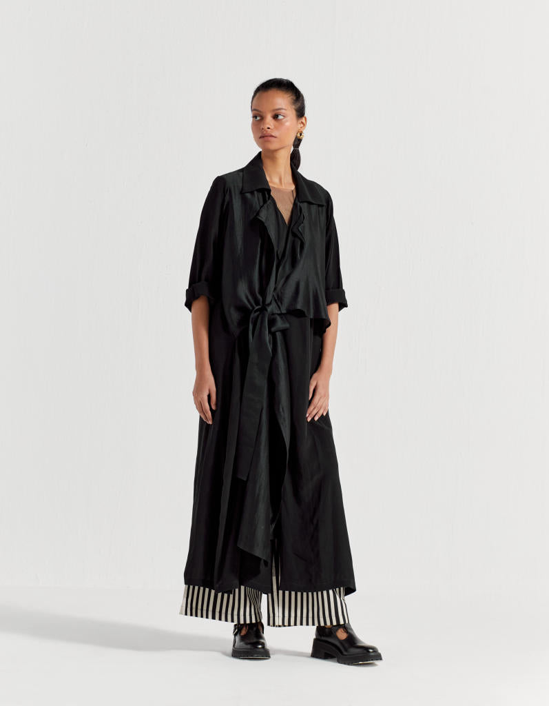 TIE JACKET CO-ORD ( SET OF 2 ) by THREE in black color for women in Singapore