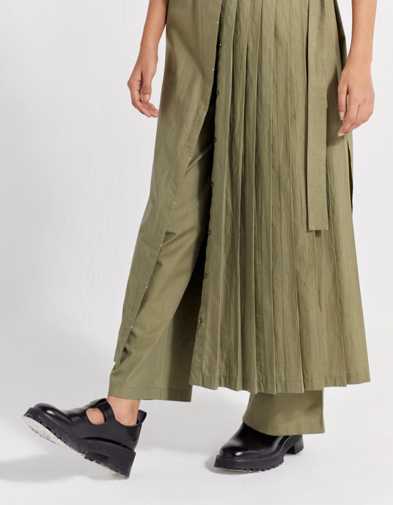 FRONT PLEAT JACKET - SAP GREEN poplin by THREE in green color for women in Singapore