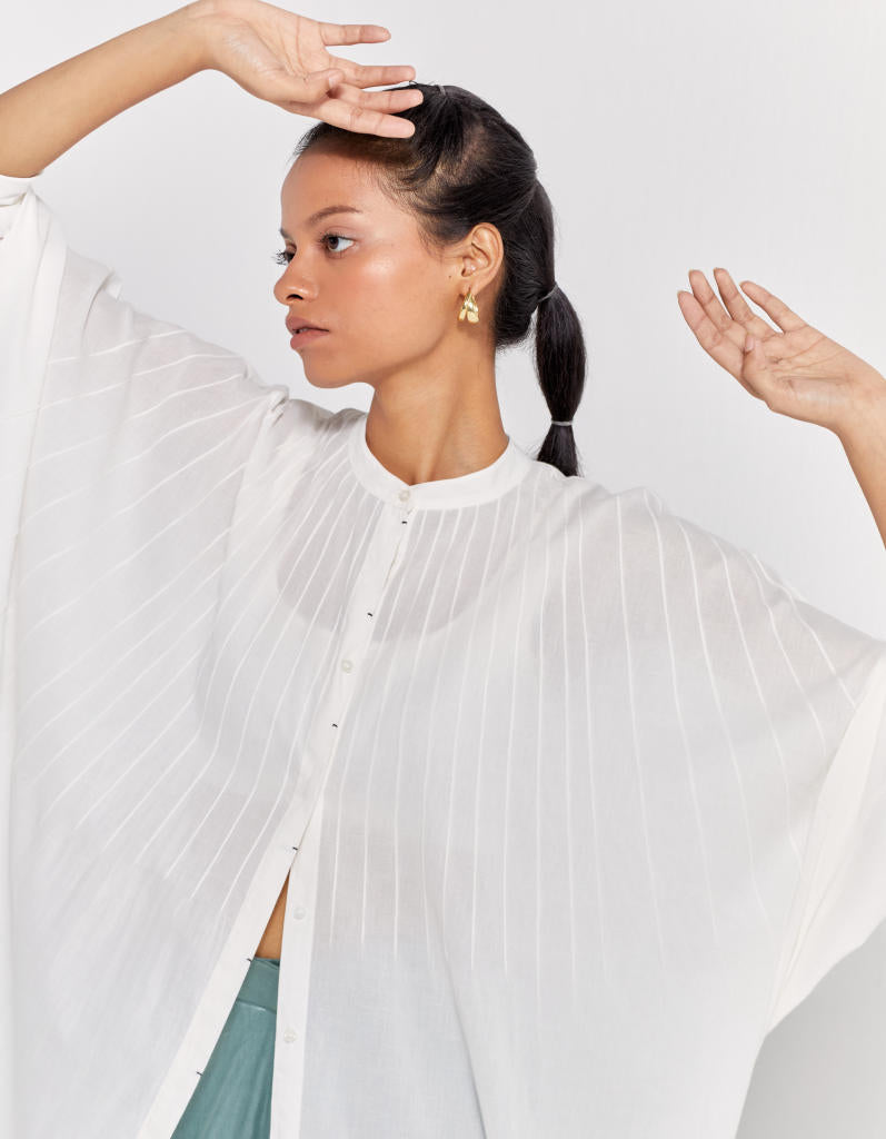 PINTUCK KAFTAN - WHITE mul by THREE in white color for women in Singapore