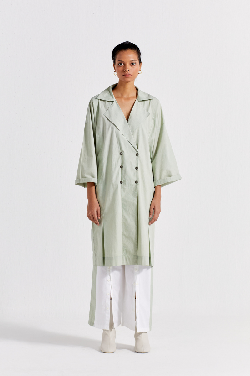 DRAWSTRING FLORAL OVERLAY - MINT poplin by THREE in mint color for women in Singapore