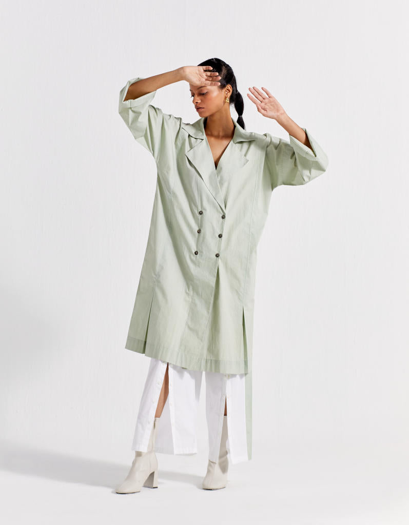 DRAWSTRING FLORAL OVERLAY - MINT poplin by THREE in mint color for women in Singapore