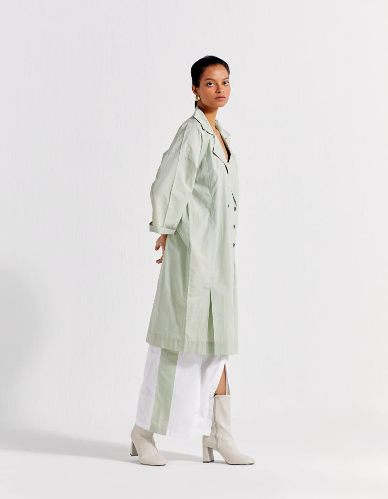 DRAWSTRING FLORAL OVERLAY CO-ORD ( SET OF 2) poplin by THREE in mint color for women in Singapore