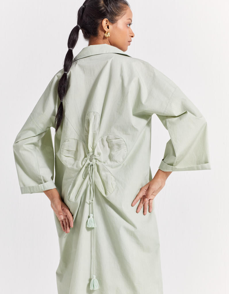 DRAWSTRING FLORAL OVERLAY - MINT poplin by THREE in mint color for women in Singapore