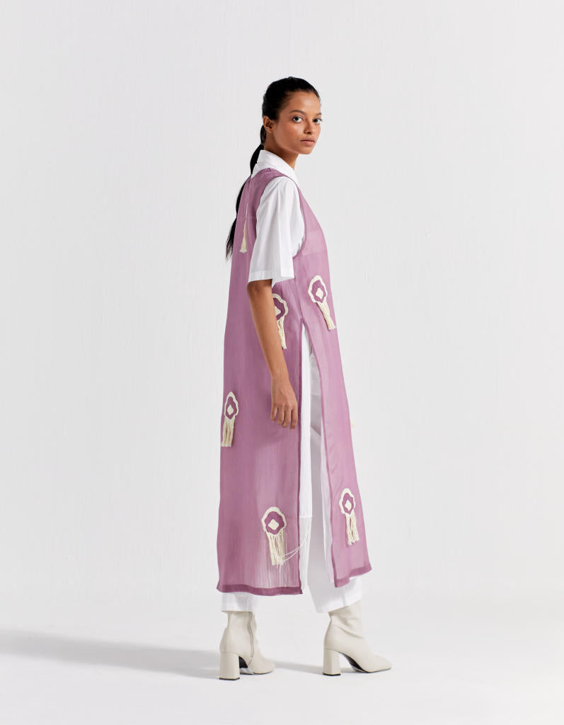 BOTTOM FRINGE SHIRT - WHITE poplin by THREE in white color for women in Singapore