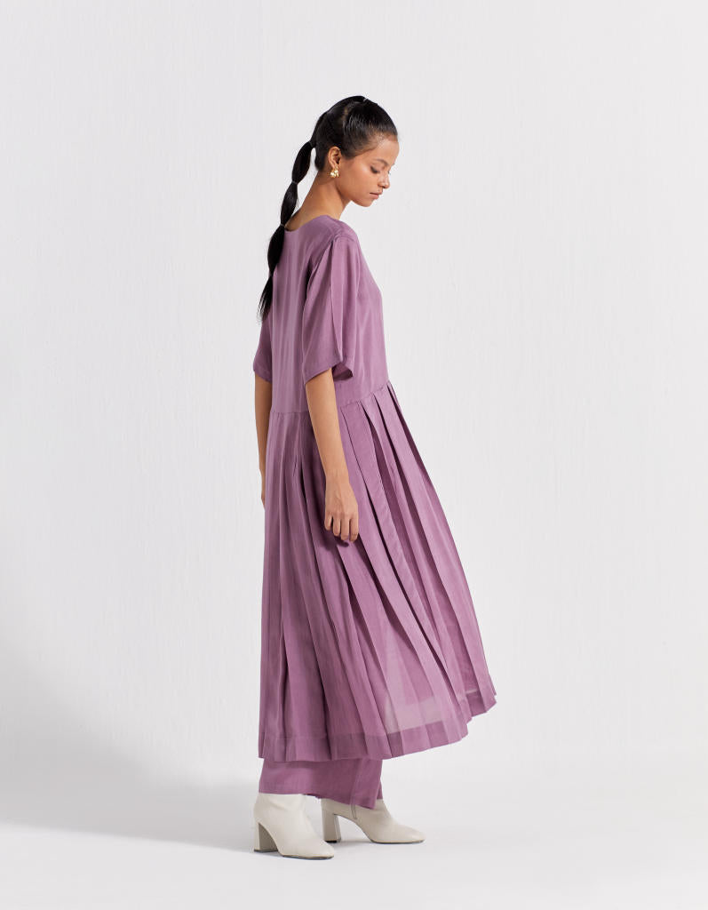 WAIST PLEAT TUNIC - LILAC bemberg by THREE for women in Singapore
