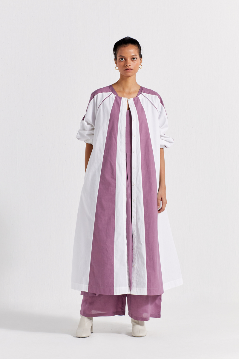 PANELLED JACKET - LILAC + WHITE poplin by THREE for women in Singapore
