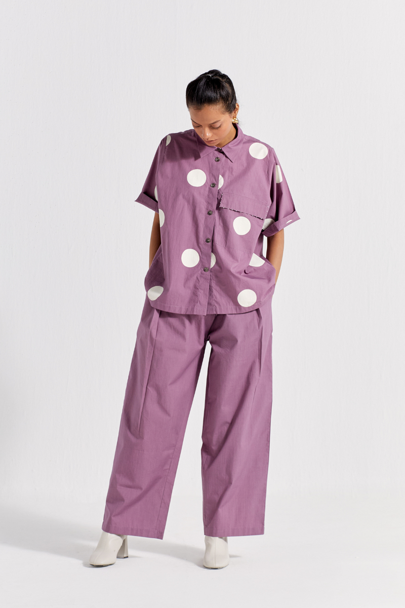 SHORT TOP - LILAC POLKA poplin by THREE for women in Singapore