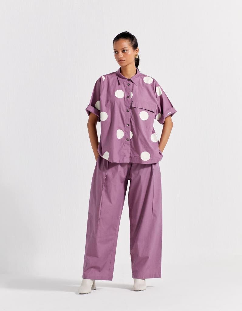 SHORT TOP - LILAC POLKA poplin by THREE for women in Singapore