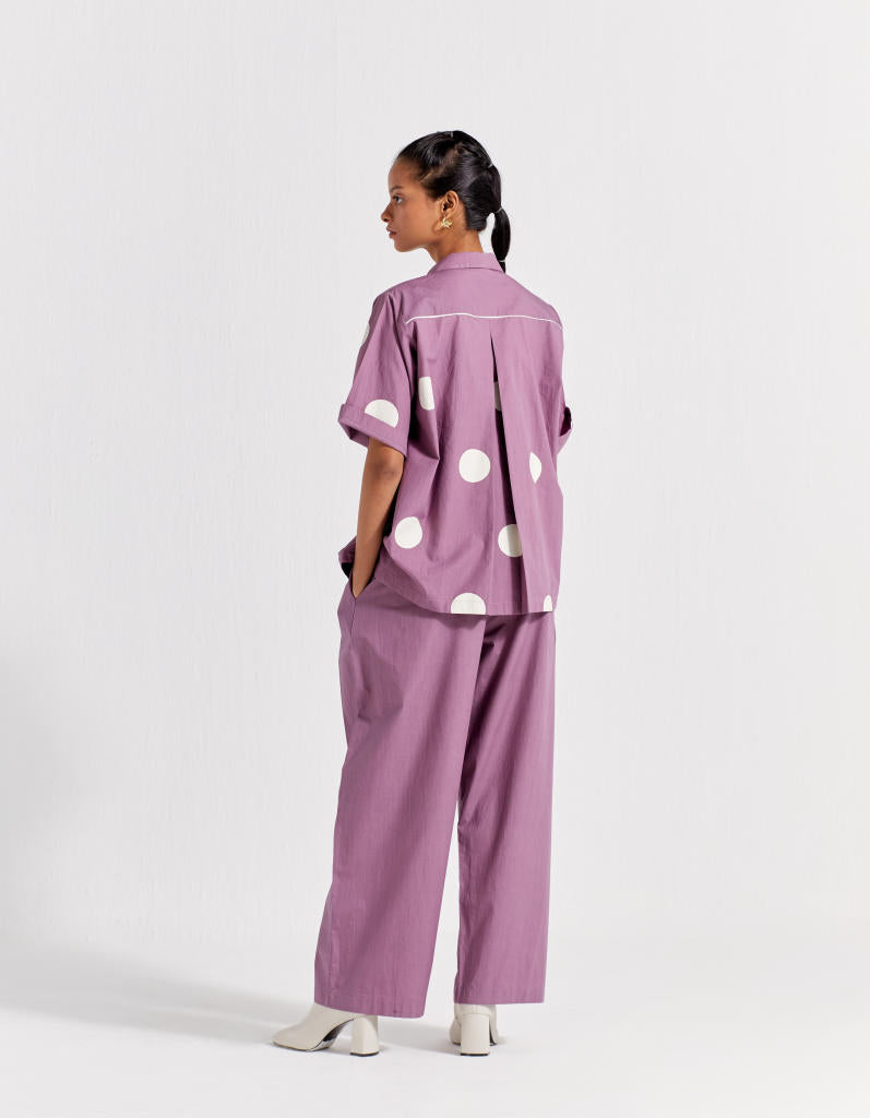 SHORT TOP - LILAC POLKA poplin by THREE for women in Singapore