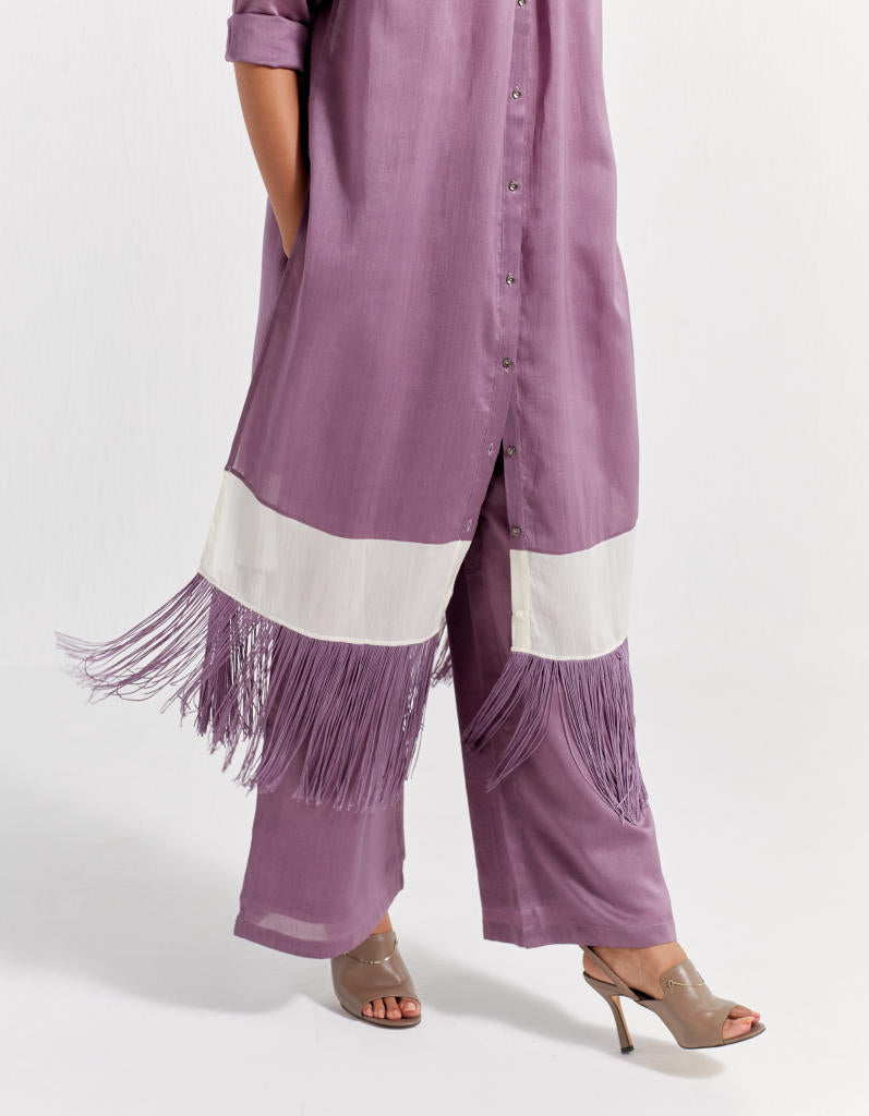 BROAD BOTTOM - LILAC chanderi by THREE for women in Singapore