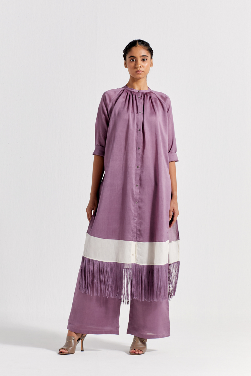 BROAD BOTTOM - LILAC chanderi by THREE for women in Singapore