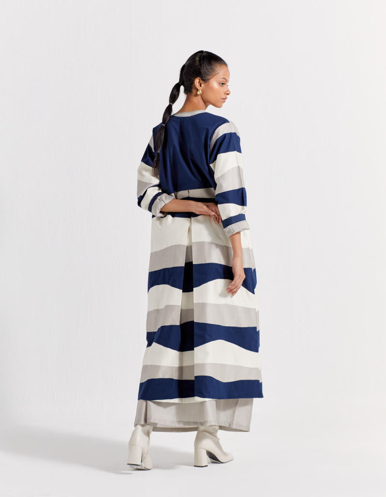APPLIQUE JACKET - NAVY + ASH GREY + IVORY poplin by THREE in navy color for women in Singapore