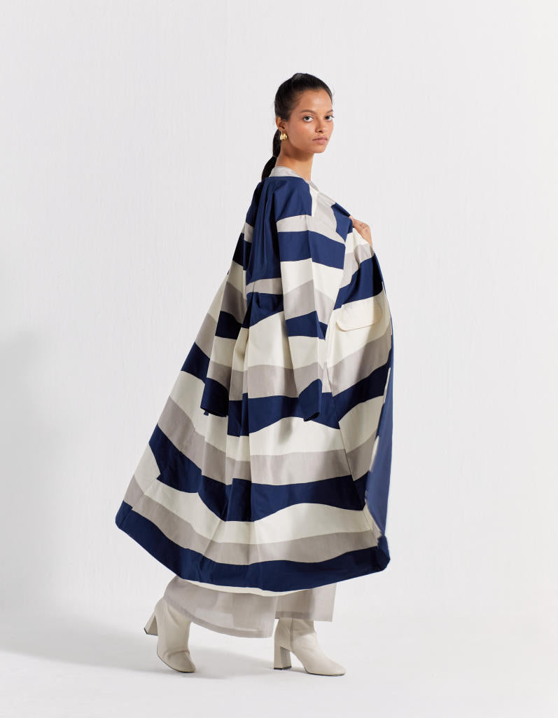 APPLIQUE JACKET CO-ORD (SET OF 2) chanderi by THREE in navy color for women in Singapore