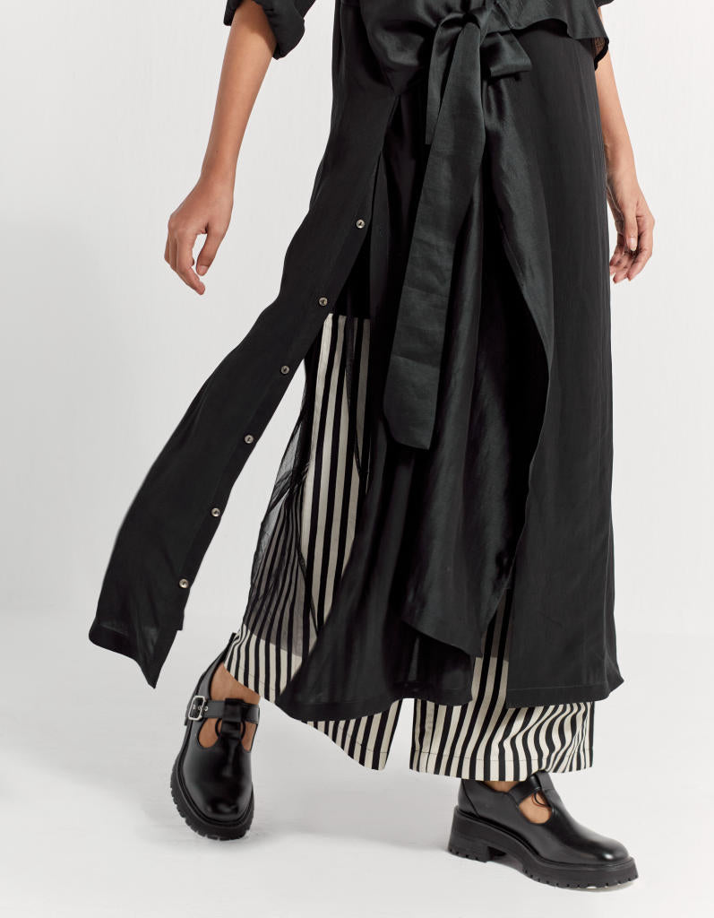 TIE JACKET CO-ORD ( SET OF 3) chanderi by THREE in black color for women in Singapore