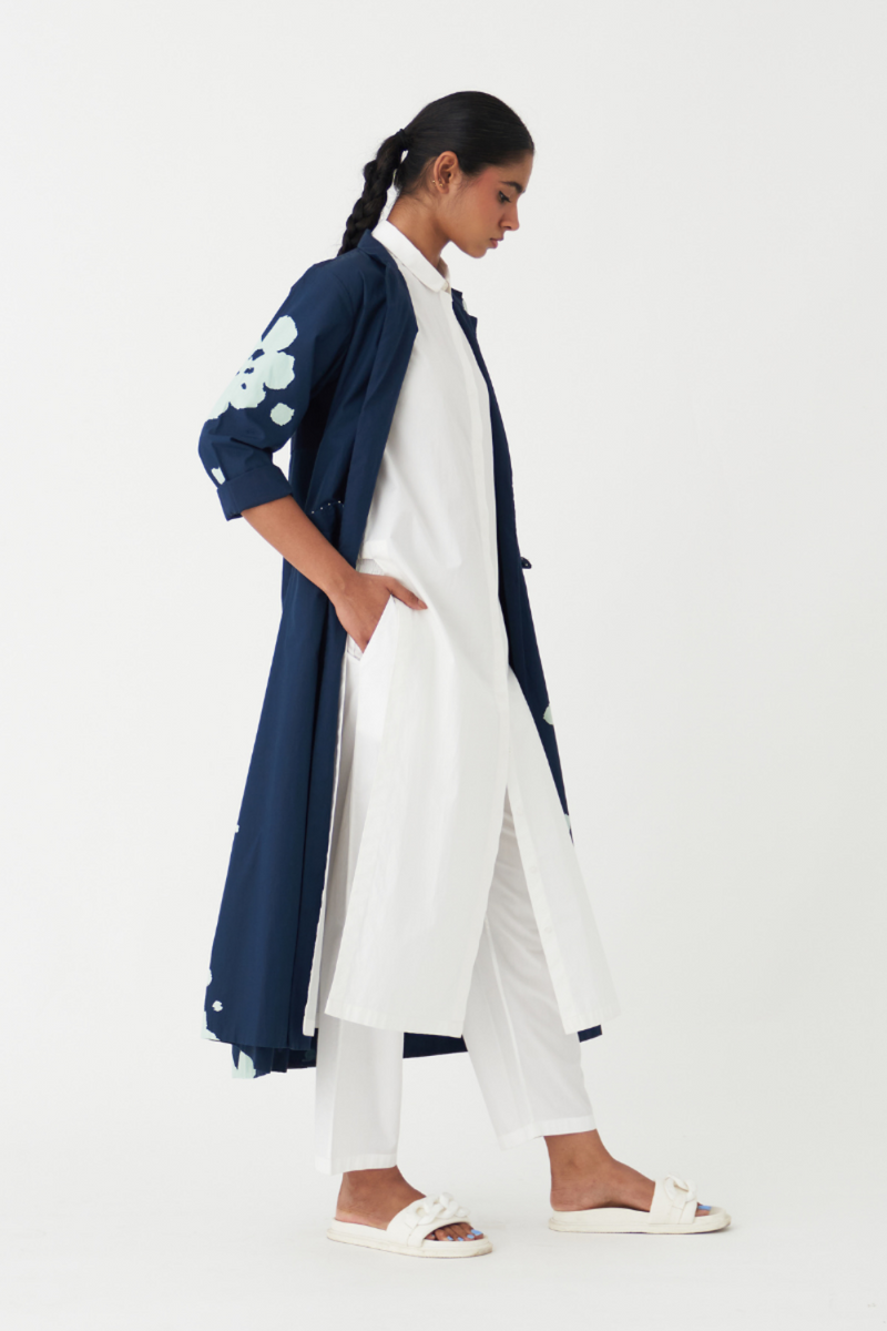 FLORAL JACKET - NAVY poplin by THREE in navy color for women in Singapore