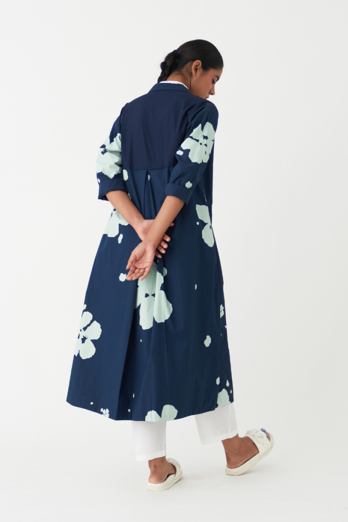 FLORAL JACKET - NAVY poplin by THREE in navy color for women in Singapore