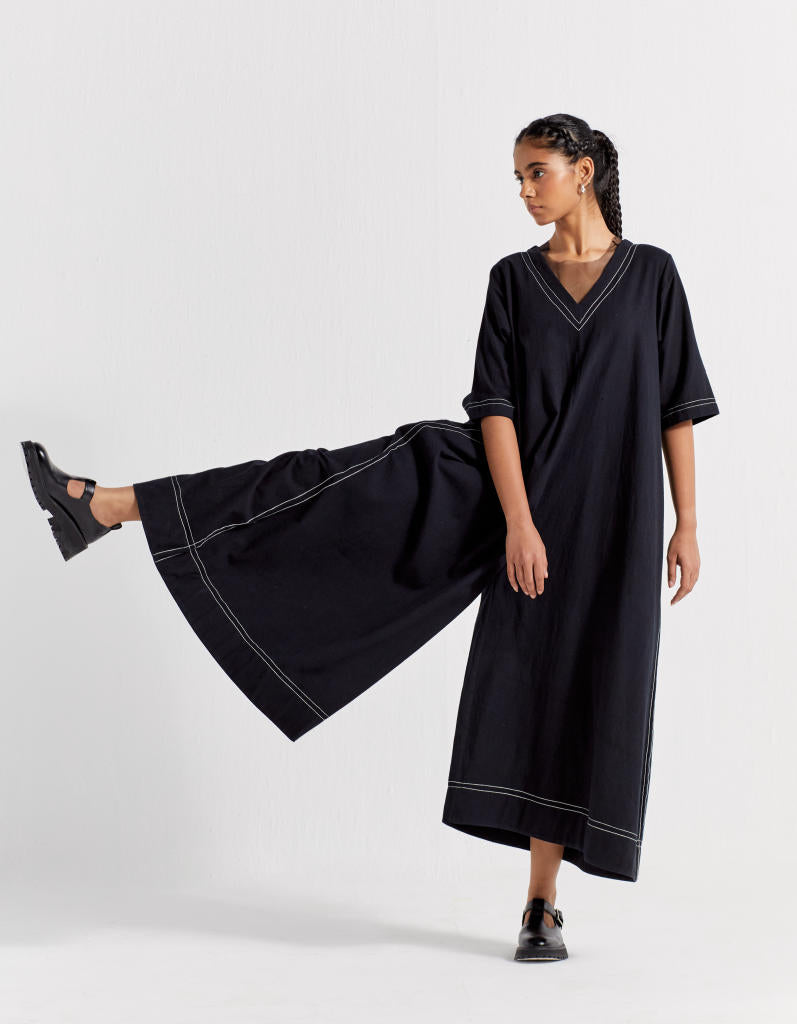 JUMPSUIT CO-ORD poplin by THREE in black color for women in Singapore