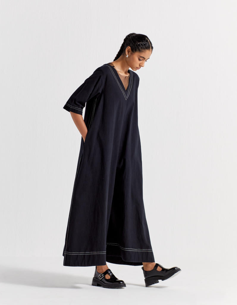 JUMPSUIT CO-ORD poplin by THREE in black color for women in Singapore