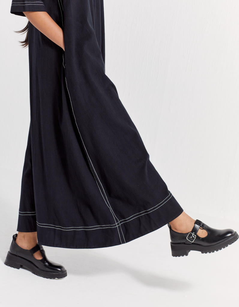 JUMPSUIT CO-ORD poplin by THREE in black color for women in Singapore