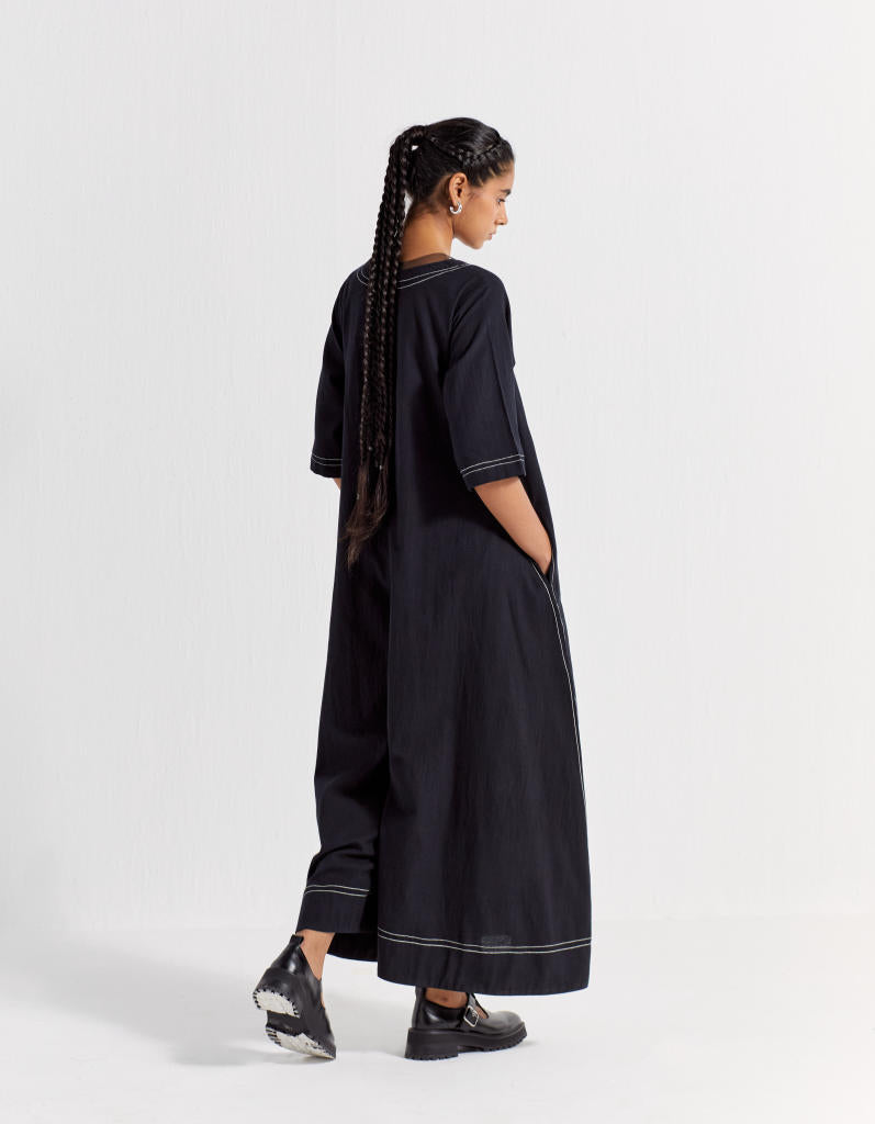 JUMPSUIT CO-ORD poplin by THREE in black color for women in Singapore