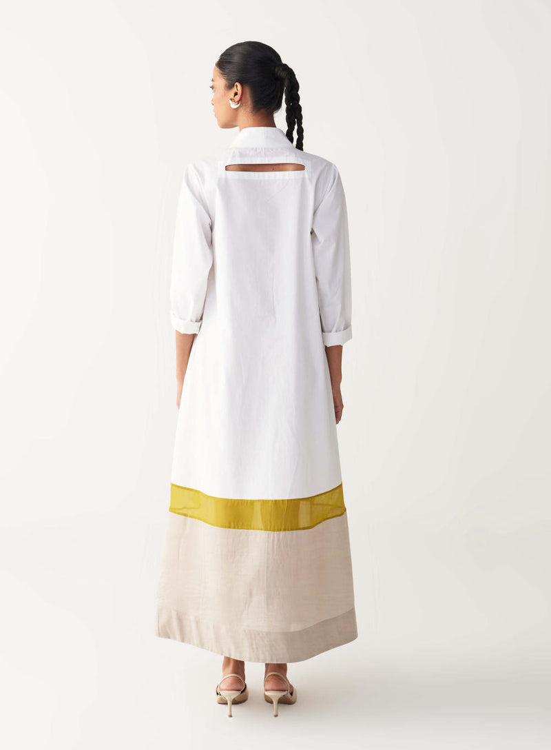 TURTLE NECK DRESS-WHITE poplin by THREE in white color for women in Singapore
