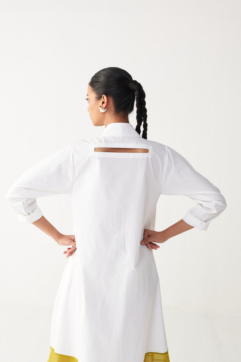 TURTLE NECK DRESS-WHITE poplin by THREE in white color for women in Singapore