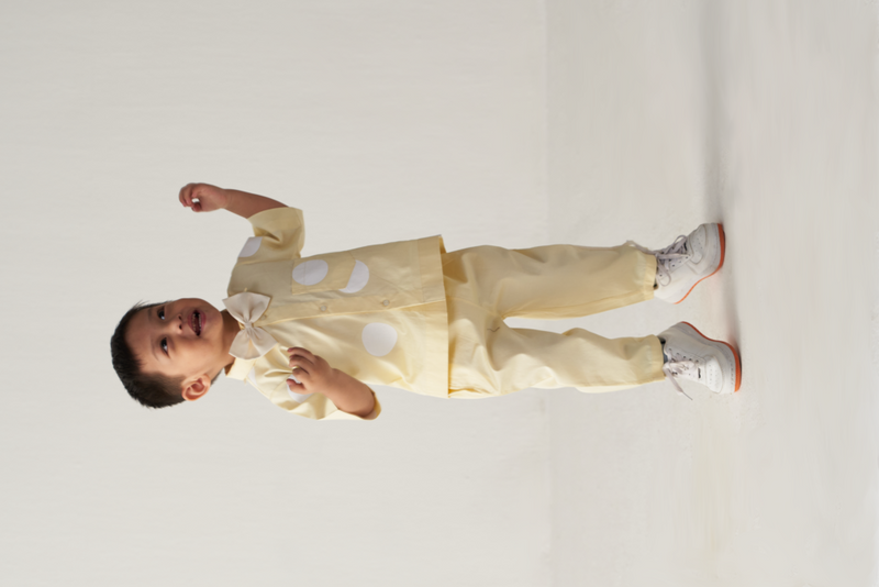 KIDS SHORT TOP-LEMON POLKA poplin by THREE Kids for kids in Singapore