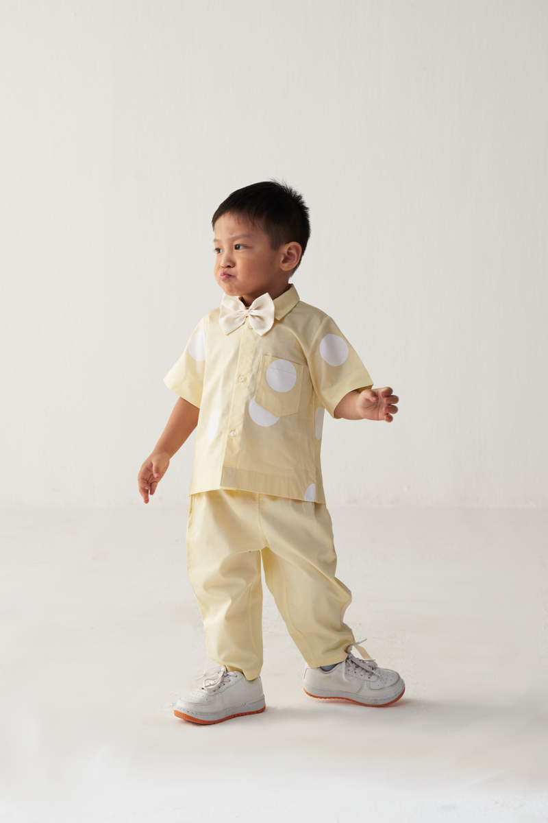 KIDS SHORT TOP-LEMON POLKA poplin by THREE Kids for kids in Singapore