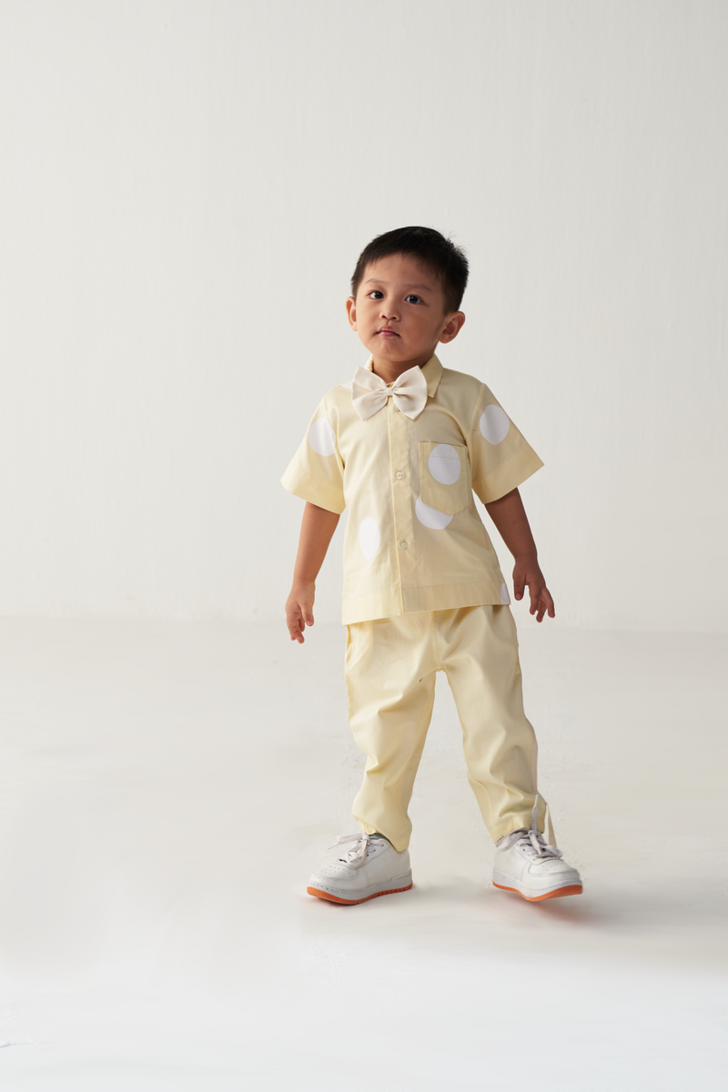 KIDS SHORT TOP-LEMON POLKA poplin by THREE Kids for kids in Singapore