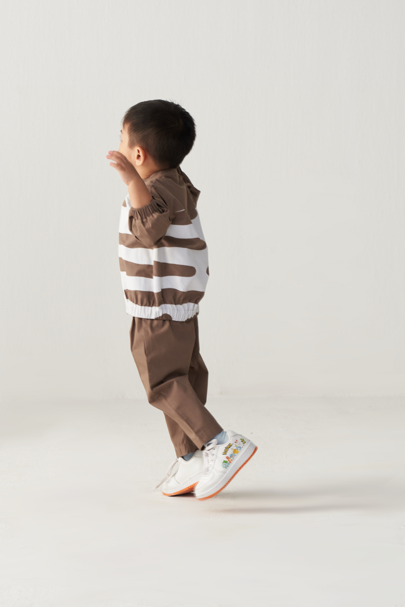 KIDS ABSTRACT BOMBER JACKET-CEDAR /WHITE poplin by THREE Kids for kids in Singapore