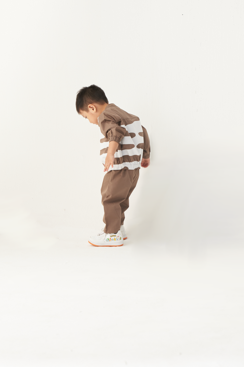 KIDS ABSTRACT BOMBER JACKET-CEDAR /WHITE poplin by THREE Kids for kids in Singapore
