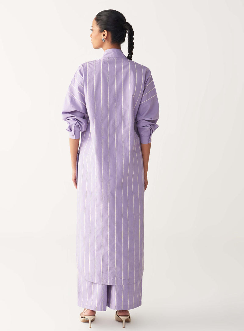 U-YOKE EMB. TUNIC-LAVENDER poplin by THREE for women in Singapore