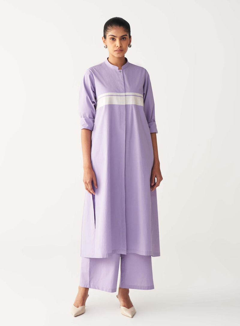 BACK PLEAT JACKET CO-ORD-LAVENDER poplin by THREE for women in Singapore