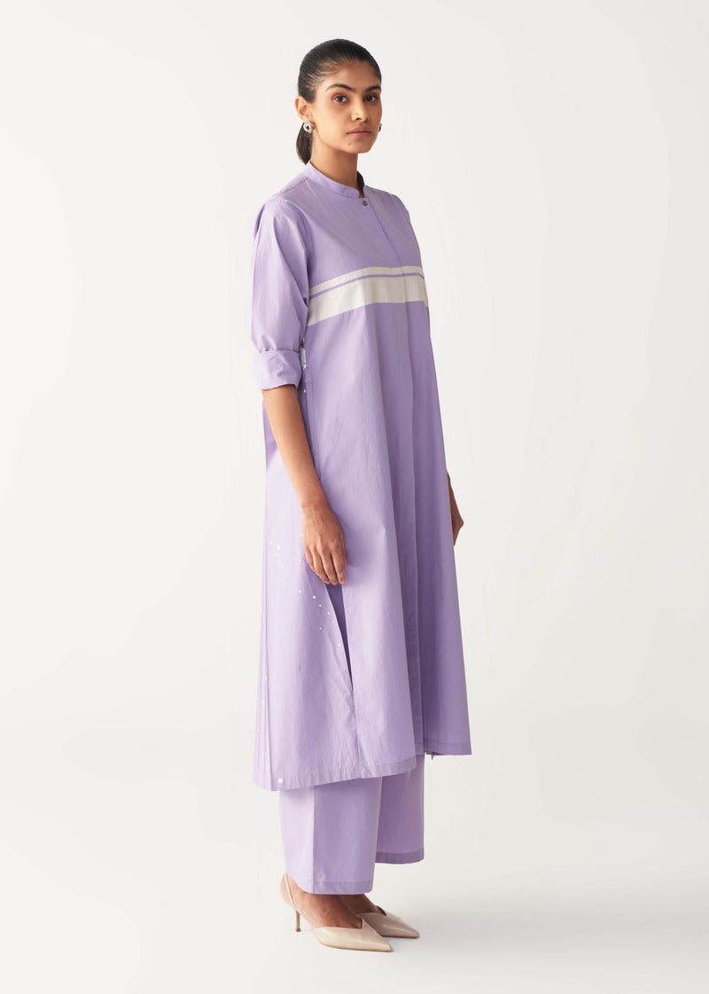 BACK PLEAT JACKET-LAVENDER poplin by THREE for women in Singapore