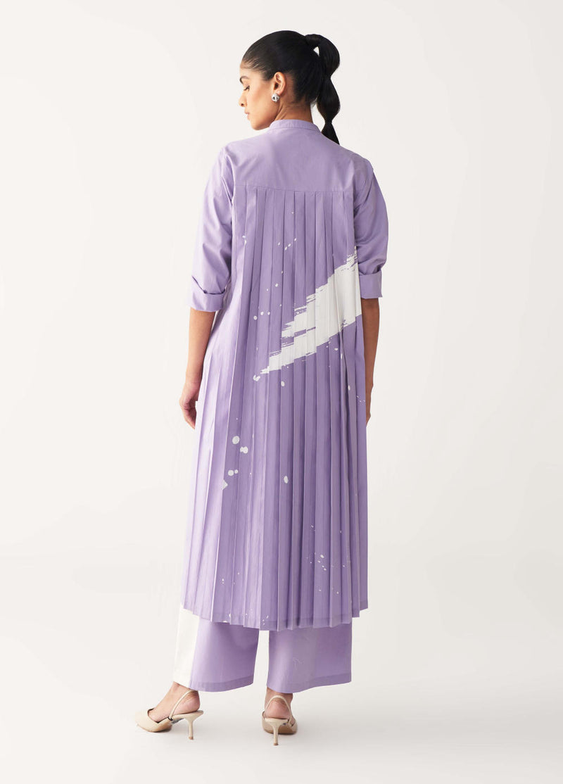 BACK PLEAT JACKET-LAVENDER poplin by THREE for women in Singapore