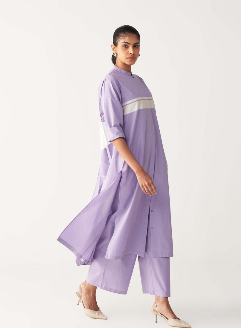 BACK PLEAT JACKET-LAVENDER poplin by THREE for women in Singapore