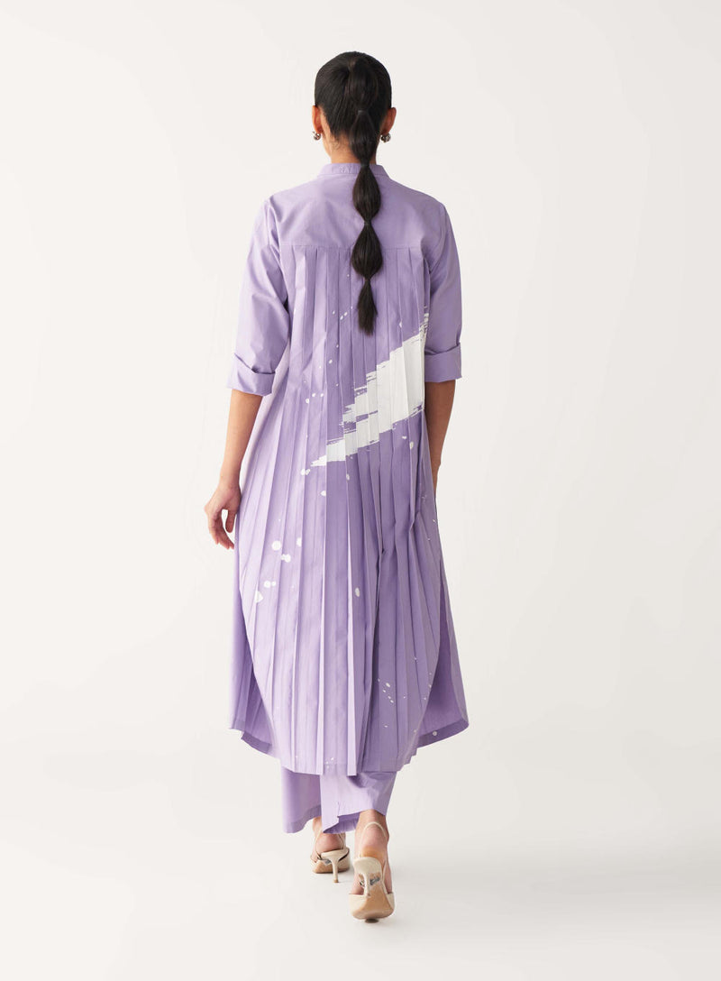 BACK PLEAT JACKET-LAVENDER poplin by THREE for women in Singapore