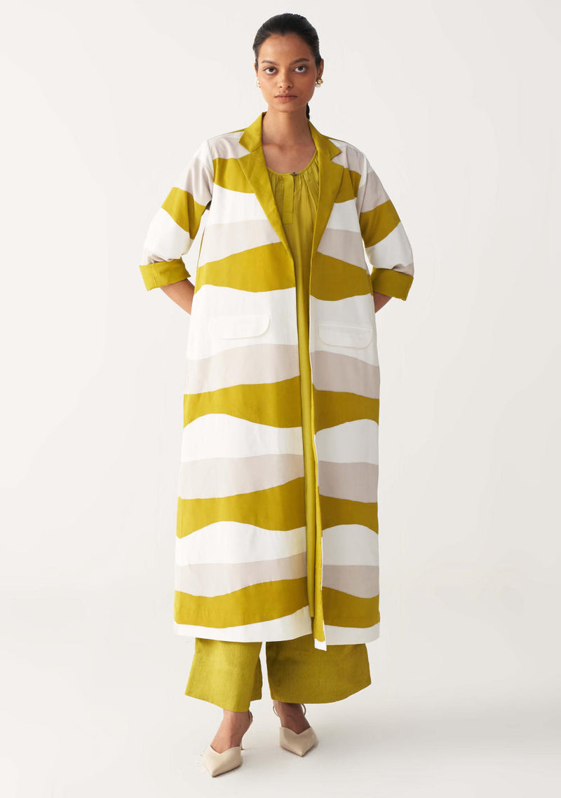 APPLIQUE JACKET CO-ORD (SET OF 3)-LIME bemberg by THREE for women in Singapore