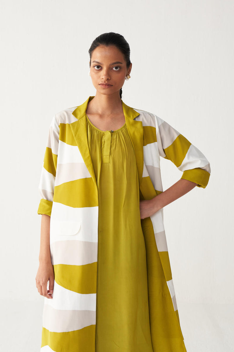 APPLIQUE JACKET CO-ORD (SET OF 3)-LIME bemberg by THREE for women in Singapore