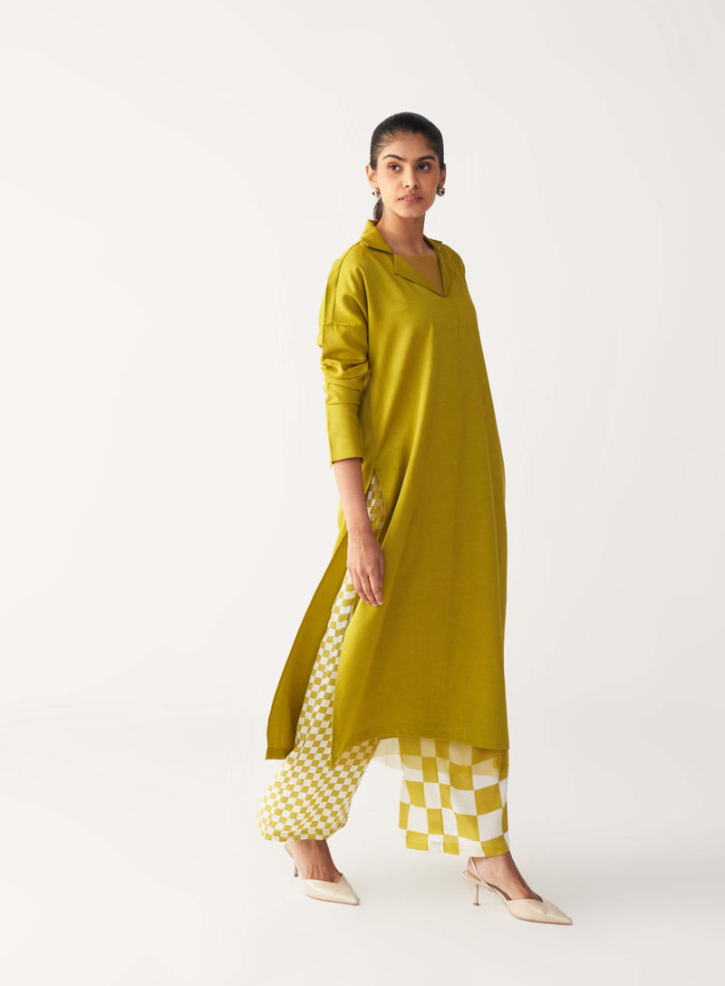 V NECK TUNIC-LIME by THREE for women in Singapore