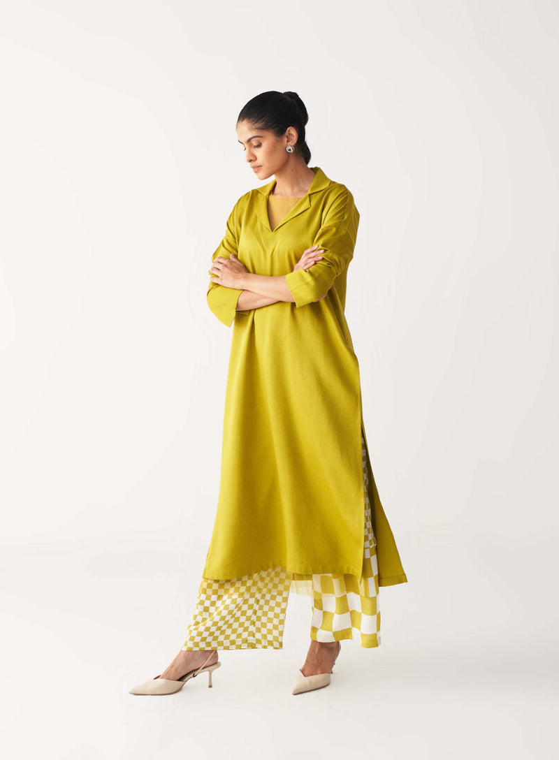 V NECK TUNIC CO-ORD-LIME by THREE for women in Singapore