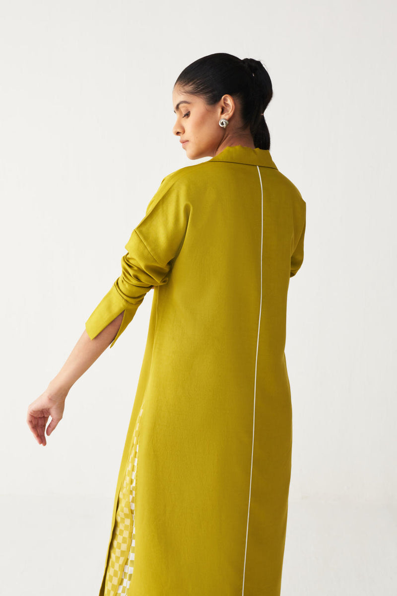 V NECK TUNIC CO-ORD-LIME by THREE for women in Singapore