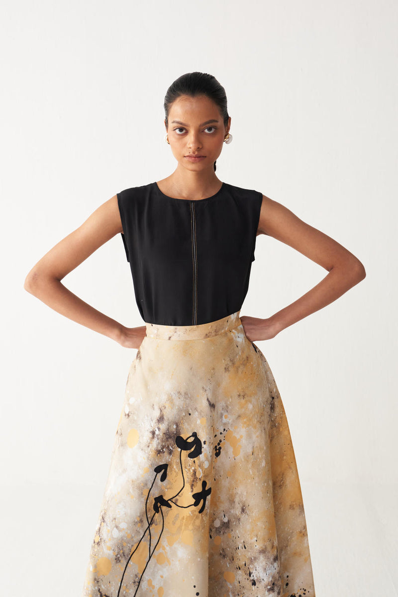 CIRCULAR PAINTER SKIRT-MULTI-COLOUR silk by THREE in multi color for women in Singapore