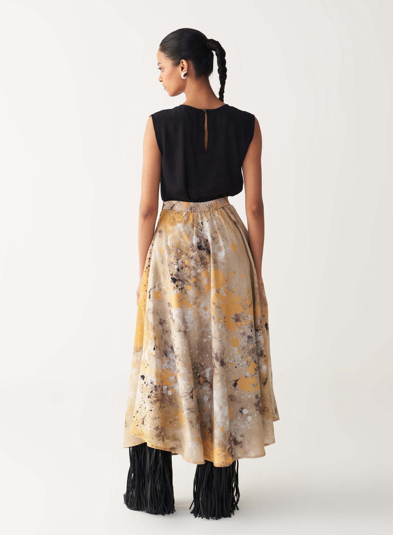 CIRCULAR PAINTER SKIRT-MULTI-COLOUR silk by THREE in multi color for women in Singapore