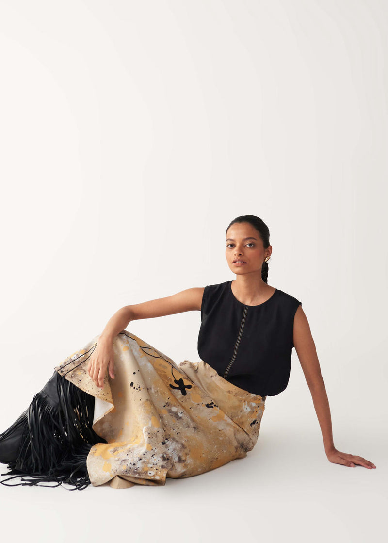 CIRCULAR PAINTER SKIRT-MULTI-COLOUR silk by THREE in multi color for women in Singapore