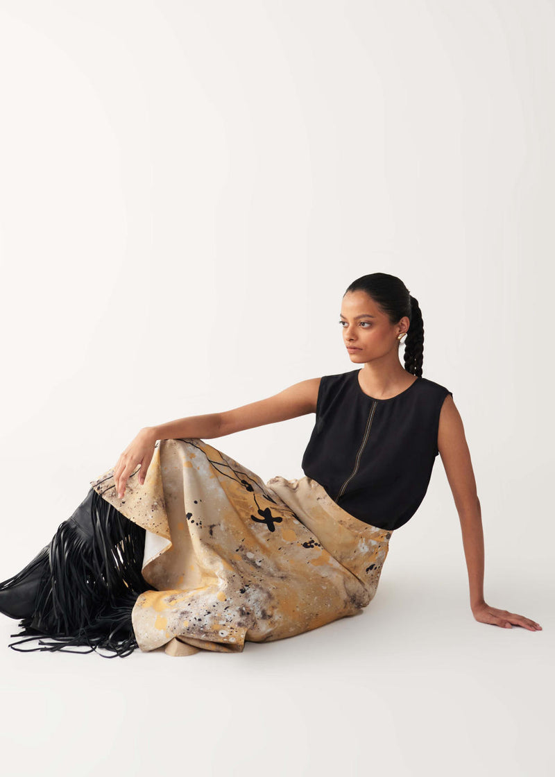 CIRCULAR PAINTER SKIRT-MULTI-COLOUR silk by THREE in multi color for women in Singapore